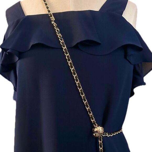 Adjustable Purse Chain Metal and Leather Strap - Picture 2 of 4